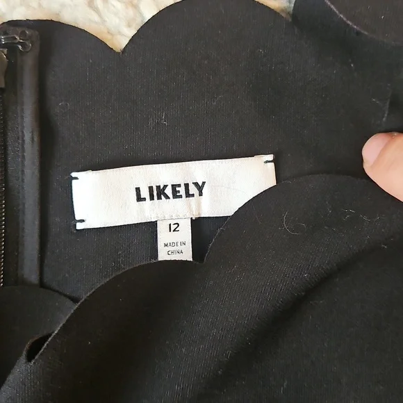 Likely Scalloped Edge Bodycon Little Black Dress Size 12 - Picture 7 of 7